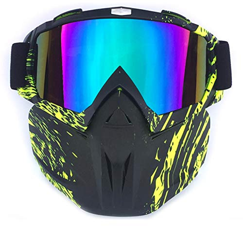 HCMAX Motorrad Schutzbrillen Brille Abnehmbare Gesichtsmaske Helm Nebelfest Winddicht Fahrradbrille zum Offroad Reiten Passen Männer Frau