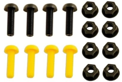 BEK-FIX Yellow & Black Plastic Number Plate Screws Nuts Bolts Fixings Fittings Fixers x 8