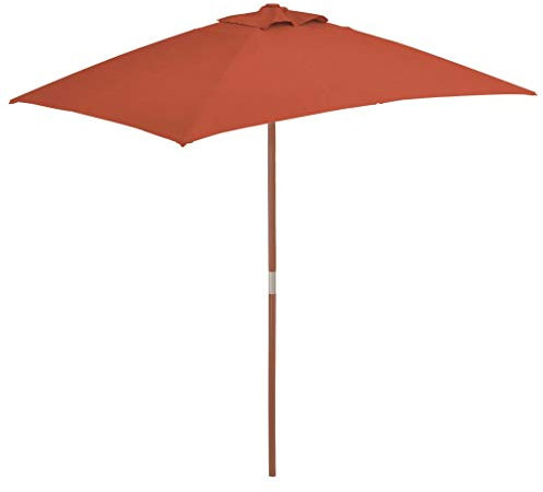 Festnight Parasol de Jardin Parasol rectangulaire Parasol d'extérieur Parasol en Bois pour Patio Protection UV Terre Cuite 150 x 200 cm