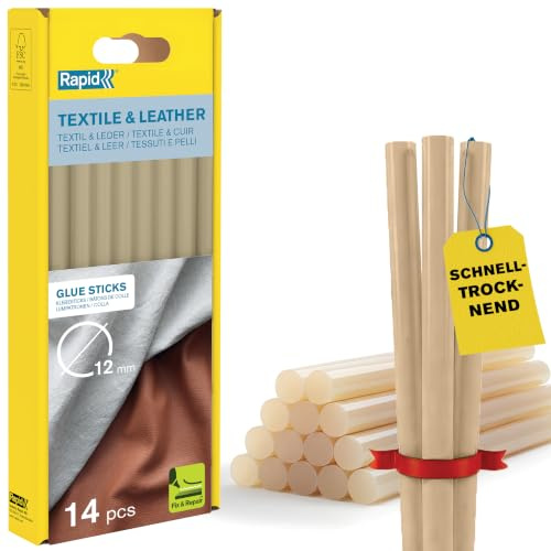 Rapid 5001418 12 mm limpinnar textil och läder, gulaktig, Ø12 x 190 mm