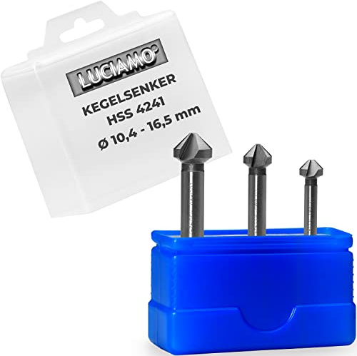 LUCIAMO 3 Stück 90° Profi Senker Set HSS 4241 - Extra präzise für Holz, NE-Metall und Kunststoff - ein Muss für jeden Werkzeugkasten!