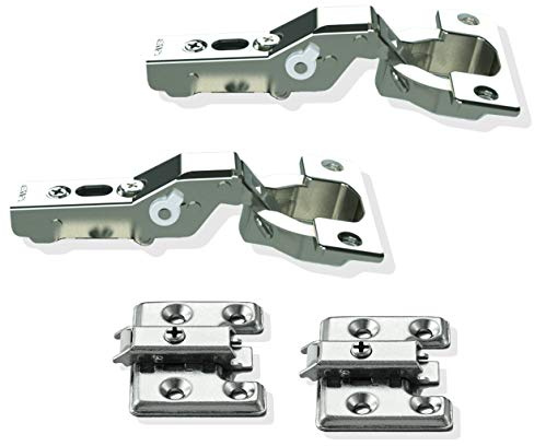 2 dämpade möbelgångjärn för extra tjocka dörrar upp till 30 mm! Med justerbar dämpare inklusive monteringsplattor. Möbelband med krukstorlek 40 mm från LAMP®/Japan (halvliggande, dyna 12–16 mm)