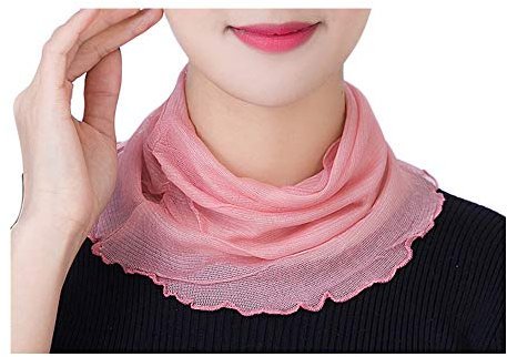 UK_Stone Damen 100% Mulberry Seide Schlauchschal Halstuch Unifarben Abnehmbar Faux Kragen (Pink)