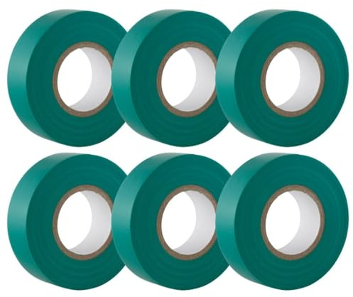 GTSE Isolierband Grün 19 mm x 20 m 6 Rollen | Strapazierfähig, selbstklebend, PVC, zum Schutz und Reparieren von Kabeln
