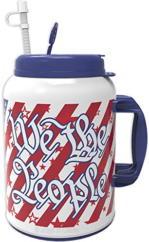 Mugs N Coffee 100 oz Travel Mug – We The People with American Flag & Eagle Mug – Double Wall Insulated – BPA-Free, Leak-Resistant – Includes Reusable Straw – Made in USA