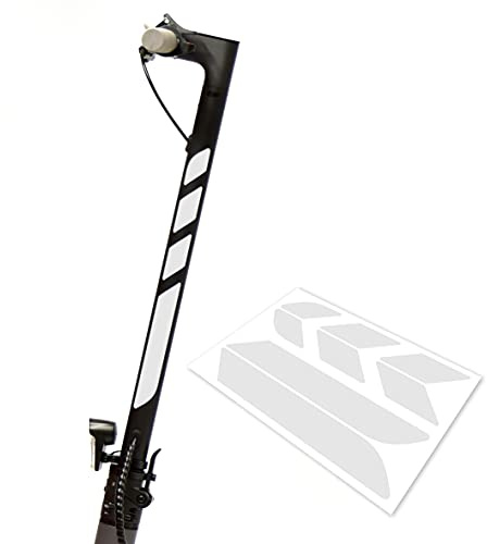 Lenkstange Aufkleber Bogen Universal für E-Scooter ca. 34-44cm Lang und 3cm Breit (Weiss-Silber/Grau Reflektierend)