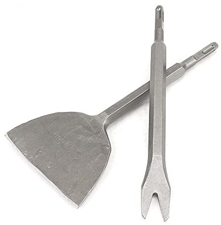 Cinceles de martillo eléctrico Flat & amp; Cincel para azulejos tipo V, cincel ancho de mano cuadrado, cincel para azulejos doblado, resistente, en ángulo, juego de 2 piezas