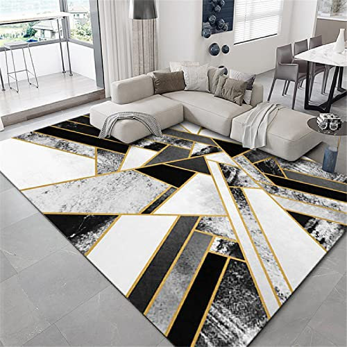 DJHWWD Teppich Balkon webteppich Geometrischer rechteckiger schwarz grau weiß Moderne Inneneinrichtung Baby kinderzimmer 100X180CM