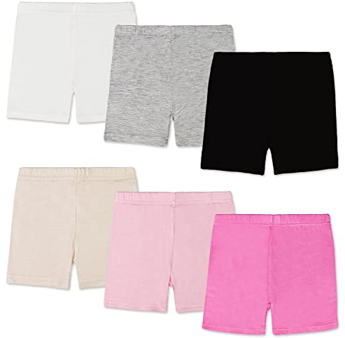 SPTRAMLE Girls Cycling Cotton Shorts, 6 Pack Girls Breathable Soft Sports Stretchy Safety Shorts Dancing Bike Paired with Skirts for Kids 2-3 Years Old