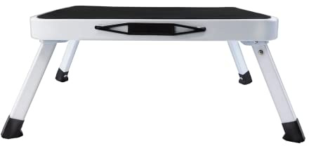 Einzeltritt Trittstufe klappbar aus Stahl, TÜV geprüft, rutschfest, Trittstufe klappbar - Tritt belastbar bis 150 kg - Camping Klapptritt mit Rutschfester Oberfläche
