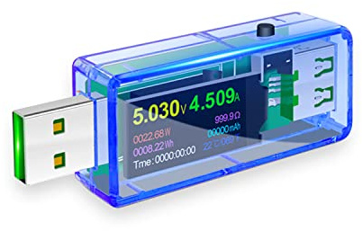 USB 3.0 Tester Messgerät 3.7-32V 0-5.1A Strommessgerät, USB Digital Spannungsprüfer Multimeter Spannung Voltmeter Power Meter, Leistungskapazität, Temperatur, Arbeitszeit-Detektor