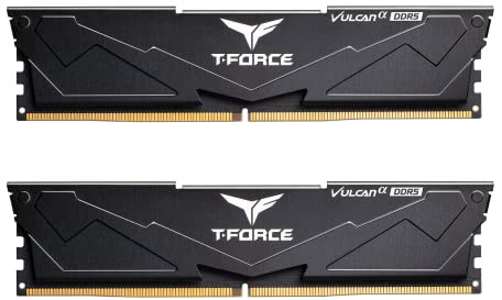 TEAMGROUP T-Force FLABD532G5600HC40BDC01 Vulcan Alpha Lot de 2 barrettes de mémoire RAM DDR5 5600 MHz CL40 pour ordinateur de bureau Noir 32 Go