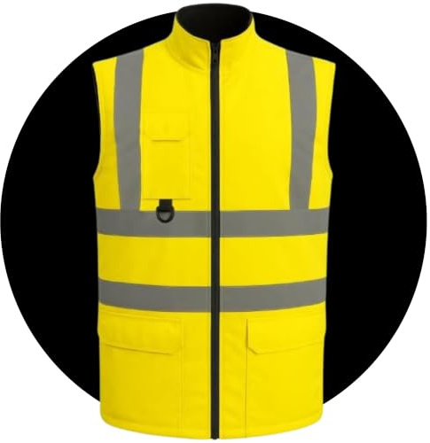 Hi-Vis 2 in 1 Reversible Fleece Bodywarmer Reflective Safety Gilet | Flip from fluorescent hi-vis to smart fleece in seconds. EN ISO 20471 waistcoat, reflective tape, unisex sizing, zip pockets.