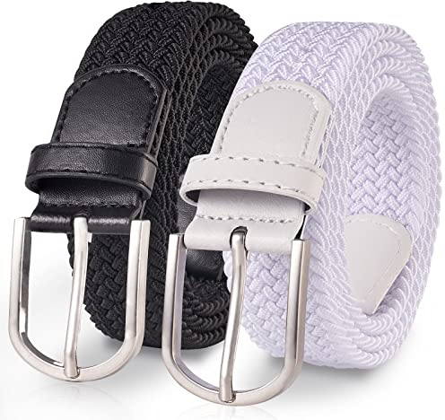 TANGCHAO 2er-Pack Stretchgürtel Flechtgürtel, Gürtel Damen und Herren | Elastischer geflochtener Stoffgürtel, bequem taillengerecht ohne Druck, 90–135cm lang, 3,3cm breit, ideal für Jeans & Alltag