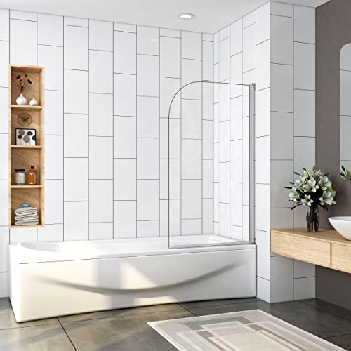H.130cm Sopravasca da Bagno Doccia Girevole 180 Gradi 70cm Vetro 5mm Cromo | Temperato Trasparente