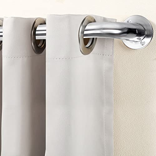 Hafaa Curtain Poles Metal Extendable Room Darkening Blackout Curtain Pole - Adjustable Curtain Rod with Curved Pole Finial, Rings, Brackets & Fittings Set (Chrome, 120-210 Cm (48 to 83 Inches))