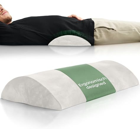 Ergonomisches Lendenwirbelkissen für Bett & Sofa - Lendenkissen zur Rückenstütze im Liegen - Lordosekissen für die Lendenwirbelsäule - Rücken Lendenstützkissen, Lumbar Support Pillow - Weiß