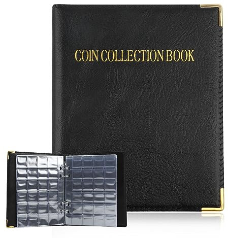 Münzsammlung Münzalbum Münzen Aufbewahrung für Sammler, 480 Sammelalbum für Münzen, Münzen Speichern für Münzen, Souvenir Münzen 1 Stück (Schwarz)
