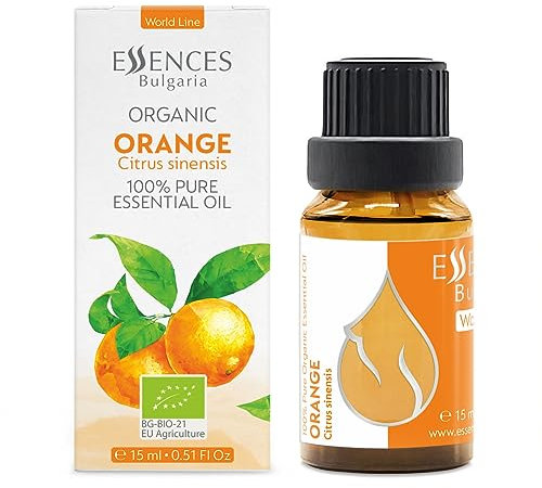 Essences Bulgaria Bio-Orange Ätherisches Öl 15ml | Citrus sinensis | 100% Naturrein | Unverdünnt | Therapeutischer Grad | Aromatherapie | Kosmetik | Tierversuchsfrei (15 ml, Orange)