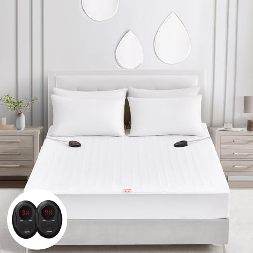 Bwarm Electric Heated Mattress Pad Queen Size, 60 x 80, Bed Warmer, 9 Heat Settings, 1-12 Hours Auto Off, Deep Pocket, Fast Heating, Machine Washable, Soft and Cozy
