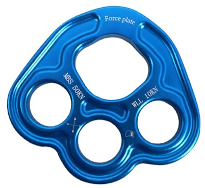 4 Löcher Paw Rigging Platte Seilzugang Kletteranker Leichte Robuste Kletterausrüstung Kraftteilerplatte, Blau