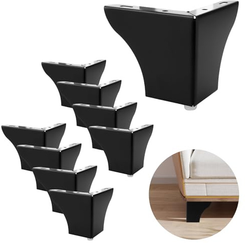ZOFUN 8er-Set Möbelfüße aus Stahl Schrankfüße Beine,10 cm Möbelfüße Schwarz Metall, Schrankfüße Sofafüße Möbelfüße Metall, Dreieck Tischbeine für Sofas, Fernsehschränke, Couchtische, Schränke