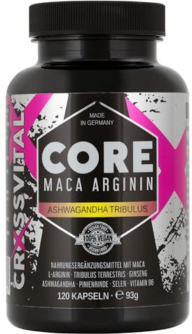 CORE MACA ARGININ Kapseln I CROSSVITAL I vegan I 120 Stück I Monatspackung I made in Germany