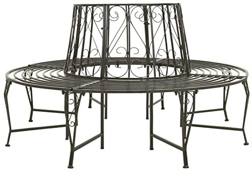 Rantry Gartenbank Baumbank 160cm Stahl Terrassenbank Outdoor Gartenbank Sitzbank Sitzbank Wohnzimmer Sitzmöbel