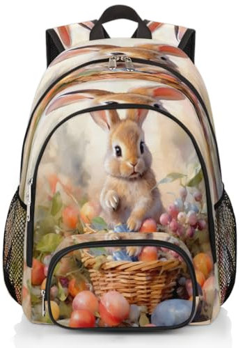 Rucksack mit Osterhasen-Motiv, großes Fassungsvermögen, Schulrucksack, Rucksack, Wandern, Reisen, lässiger Laptop-Tagesrucksack für Kinder, Jungen, Mädchen, Männer, Frauen, farbig, XXL