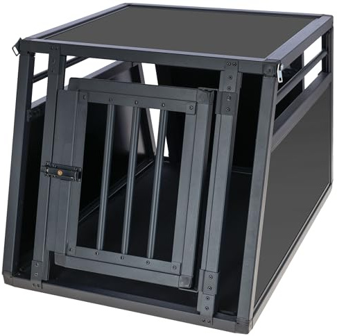 Kerbl Pet Alu-Transportbox Vacation | Graphit, 77 × 55 × 50 cm, Aluminium, mit Anti-Rutsch-Teppich, eintürig und einfach zu reinigen