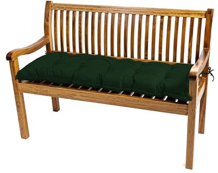 TexDeko® Garden Bankauflage Outdoor Polsterauflage 140x40x8 cm Dunkelgrün | In- & Outdoor, wasserabweisend, UV-beständig, Bankpolster gesteppt, formstabiles Sitzpolster mit Vließmantel, für Gartenbank
