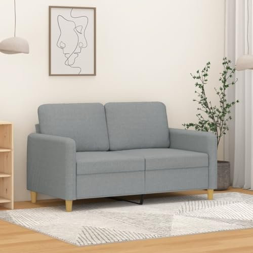 Homgoday 2-Sitzer-Sofa Sofa Couch Loungesofa Doppelsofa Moderne Relaxsofa Relaxcouch Loveseat Gästesofa Sofa Sitzmöbel für Wohnzimmer Schlafzimmer Büro Hellgrau 120 cm Stoff
