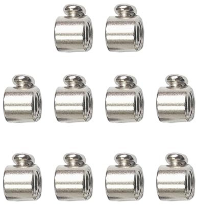 Morsetti per funi metalliche, 10 pezzi, in argento, con tappi a vite, morsetti per cavi in acciaio e metallici, morsetti per funi metalliche (5 mm)