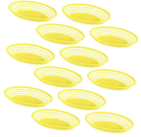 TOPBATHY 12pcs Fast Food Serving Baskets Yellow Fruit Baskets Food Serving Plates for Kitchen and Living Room Snack Storage