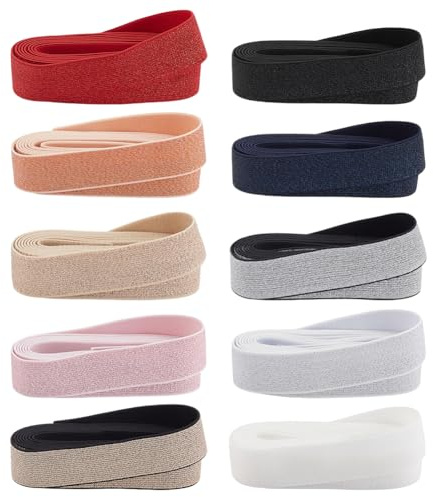 PH PandaHall 10 Couleurs 18m Ruban Élastique Pailleté 2.5cm Bandes Élastiques à Coudre Sangle Élastique Métallique Plate Bandes Extensibles Décoratives en Tricot pour Noël Couture Artisanat Ceinture