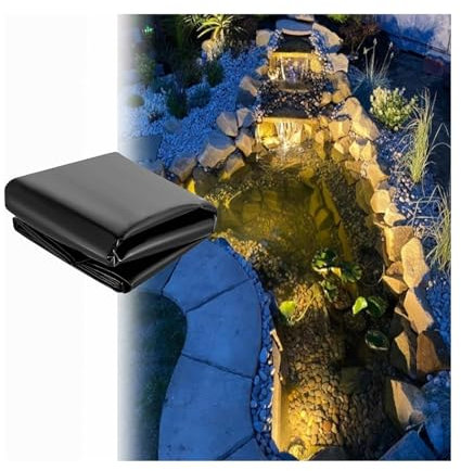 Teichfolie 0,12 mm Garten-Pool-Membran Schwarze HDPE-Teichplane für Fisch-Koi-Teich Brunnen Wasserfall Wassertank(6.0x10.5m/19.5x34.5ft)