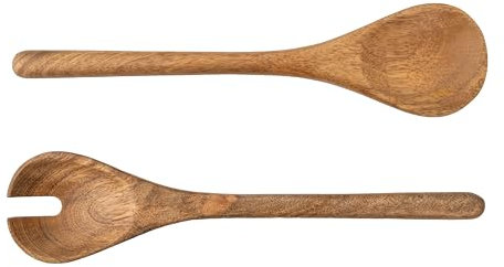 Jamie Oliver Big Love Serving Spoon Set, Made from Sustainable FSC Mango Wood, Wooden Utensils for Cooking, Salad Servers, Salad Tongs, Set of 2, 29x14x2CM