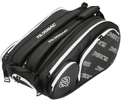 F Fityle Tennis -Rucksack für Männer und Frauen große Kapazität tragbar mit Verstellbarer Schultergurt -Tennisschlägertasche für Sportcamping, Schwarz-Weiss