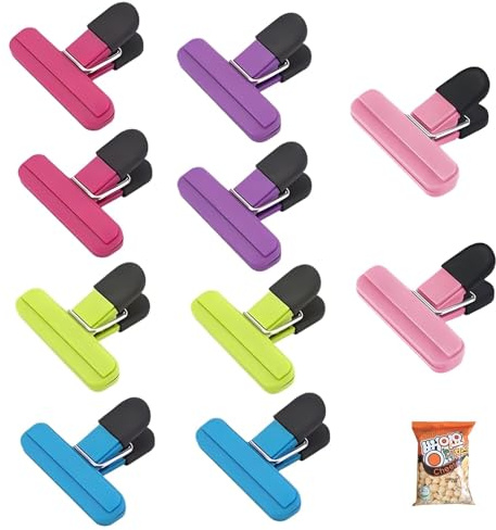 food 10 PCS Bag Clips for Food Storage, Snacks, Coffee, Vegetables, Fruit, Office, Travel, Camping, Home Kitchen - 5 Color