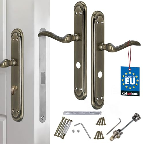 KOTARBAU® Tirador de puerta de 72 mm, herraje para puerta de inodoro, placa larga, tiradores de puerta, juego de manillas interiores, roseta larga, juego de picaporte, picaporte de puerta, picaporte