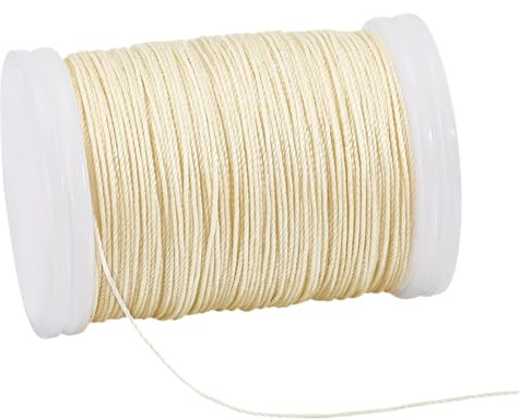PH PandaHall 130 Yards Waxed Cord, 0.5mm Waxed Beading String | Antique White, Polyester Wax Cord Twine Beading Cord for DIY Bracelet Necklaces Dreamcatcher Jewellery Macrame Sewing Project