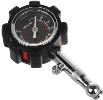 MAGICLULU Manometro Meccanico Per Pressione Pneumatici Auto Metallo Quadrante Nero e Coperchio Elegante, Strumento Preciso Per Accessorio Pneumatici Veicolari, Misura Sicurezza Quotidiana