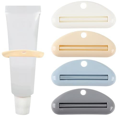 4PCS Toothpaste Squeezer,Toothpaste Dispenser,Plastic Toothpaste Tube Squeezer,Hanging Tooth Paste Clips Roller Squeezer Holder,Suitable for Toothpaste Cream Cosmetics and Paint(Colorful)