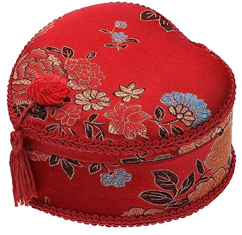BESPORTBLE Heart Shaped Jewelry Box Sturdy Desktop Storage Container for Earrings Necklaces Elegant Chinese Style Design for Organizing Treasures and Needle Tools