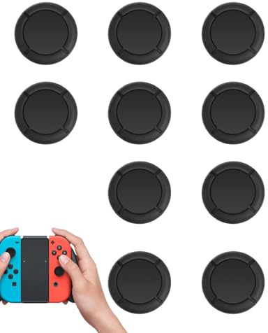 FUGLUS 10 pcs - Protectores para pulgares para Switch - Empuñaduras para Switch - Cubiertas negras para mandos - Fácil instalación, mejor experiencia de juego