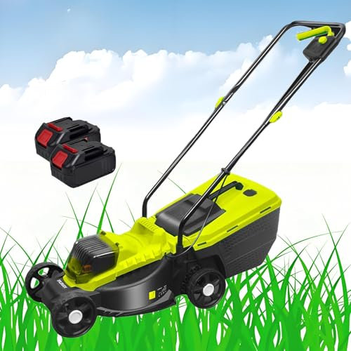 HEIHEIZI Tondeuse sans Fil à Batterie Lithium, Tondeuse électrique Autotractée 40V avec Lame en Acier Au Manganèse de 13 Pouces, 3 Réglages de Hauteur, Poids Léger (7,5 Kg), pour Jardin,2 Batteries