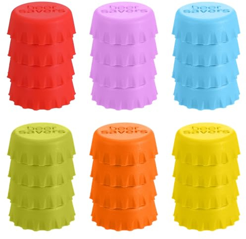 Classicseali 24 Stück Bierflaschen Verschluss, Bierflaschenverschluss Silikon, Wiederverwendbare Kronkorken Silikon zum Heimbrauen von Bier,Softdrinks,Weinflaschen,Sodawasser (Mehrfarbig)