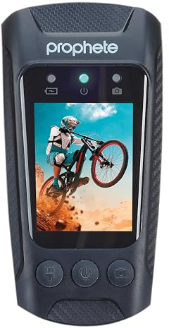 Prophete Fahrrad Dashcam – 4K 30 fps Video, 20 MP Fotos, Front- & Rückfahrkamera, 4,5 Std. Aufnahmezeit, App-Steuerung für iOS & Android, robuste Lenkerhalterung, USB-C Ladefunktion