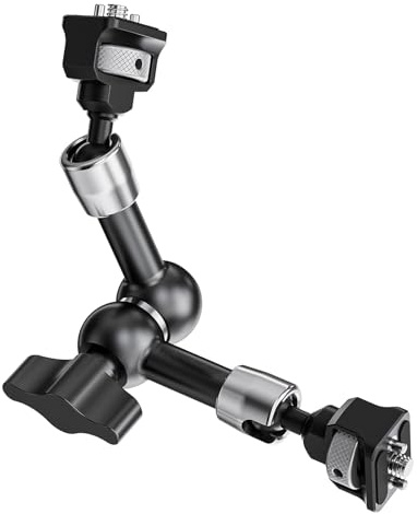 1. Bras réglable de 17,8 cm/27,9 cm avec tête et super pince pour moniteur reflex numérique/stabilisateur d'appareil photo reflex numérique avec têtes sphériques