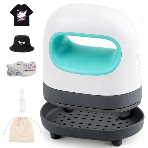 Mini Heizpresse, Plotter mit 3 Heizstufen, Transferpresse, Plotter Maschine mit Isoliertem Sicherheitssockel, Tragbare Heizpresse, Plottermaschine für DIY T-Shirts Schuhe Hüte